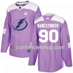 Adidas Maillot de Hockey Tampa Bay Lightning Vladislav Namestnikov 90 2017-2018 Violet Fights Cancer Practice Authentic - Homme